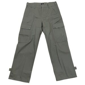 J. Peterman Men's 34 Tan Green Cotton Cargo Pant Relaxed Fit Adjustable Hem Work